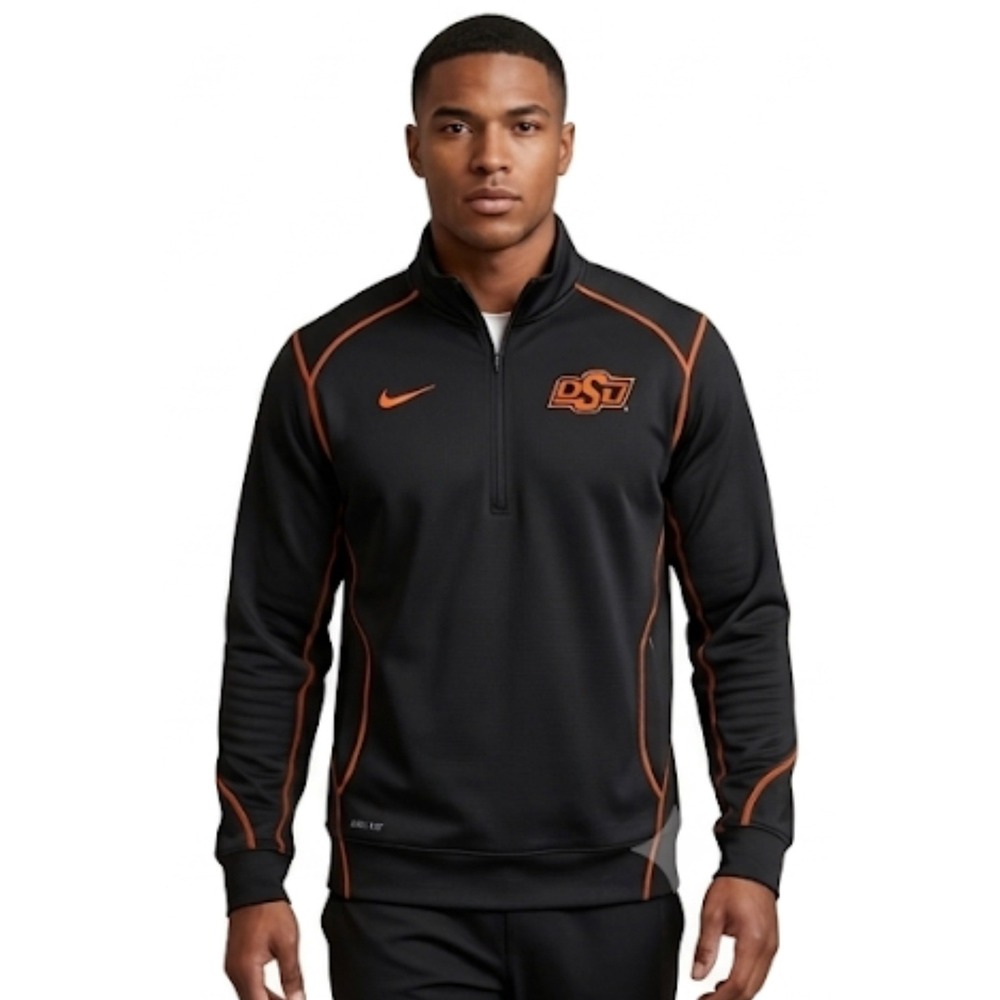 Nike Dri-FIT Oklahoma State Cowboys 1/4 Zip Pullover XL Black NCAA OSU Athletic